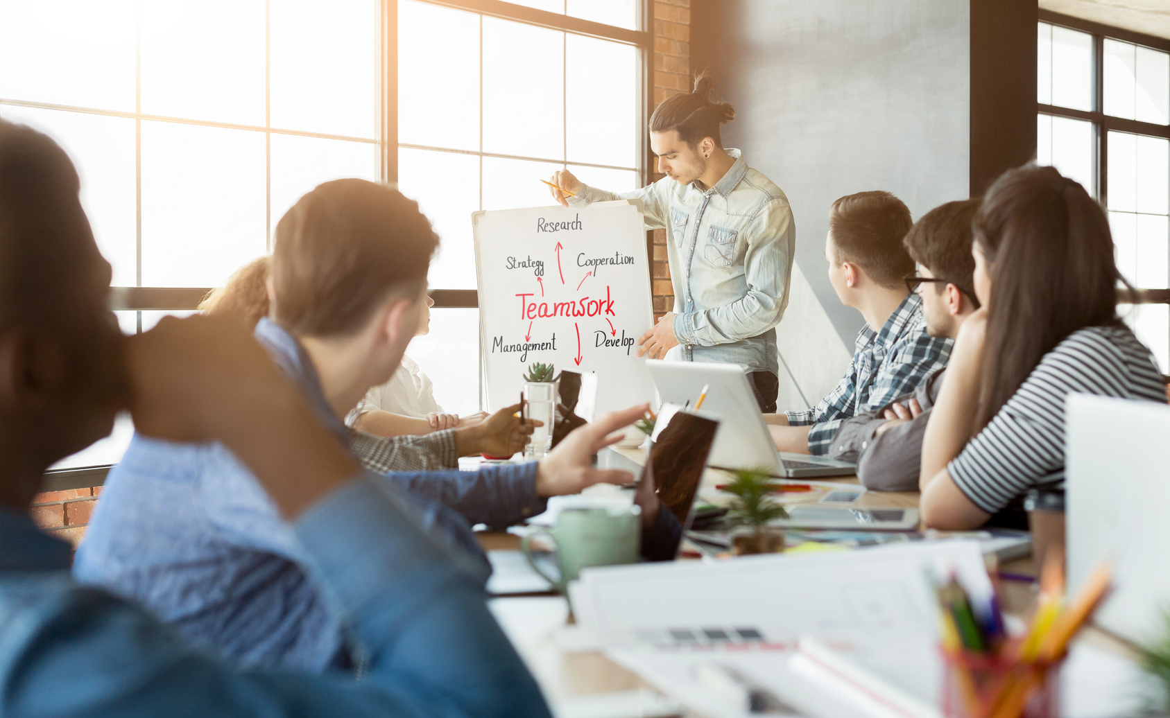 Teamwork training in young business company